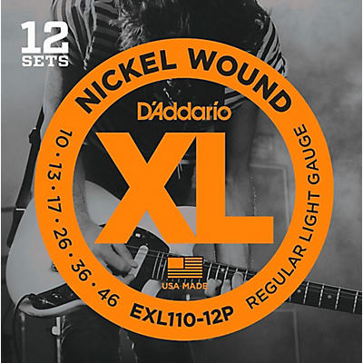 D'Addario EXL110-12P Nickel Wound Light Electric Guitar Strings 12-Pack